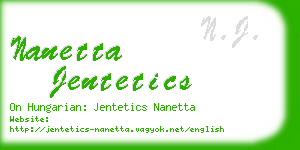 nanetta jentetics business card